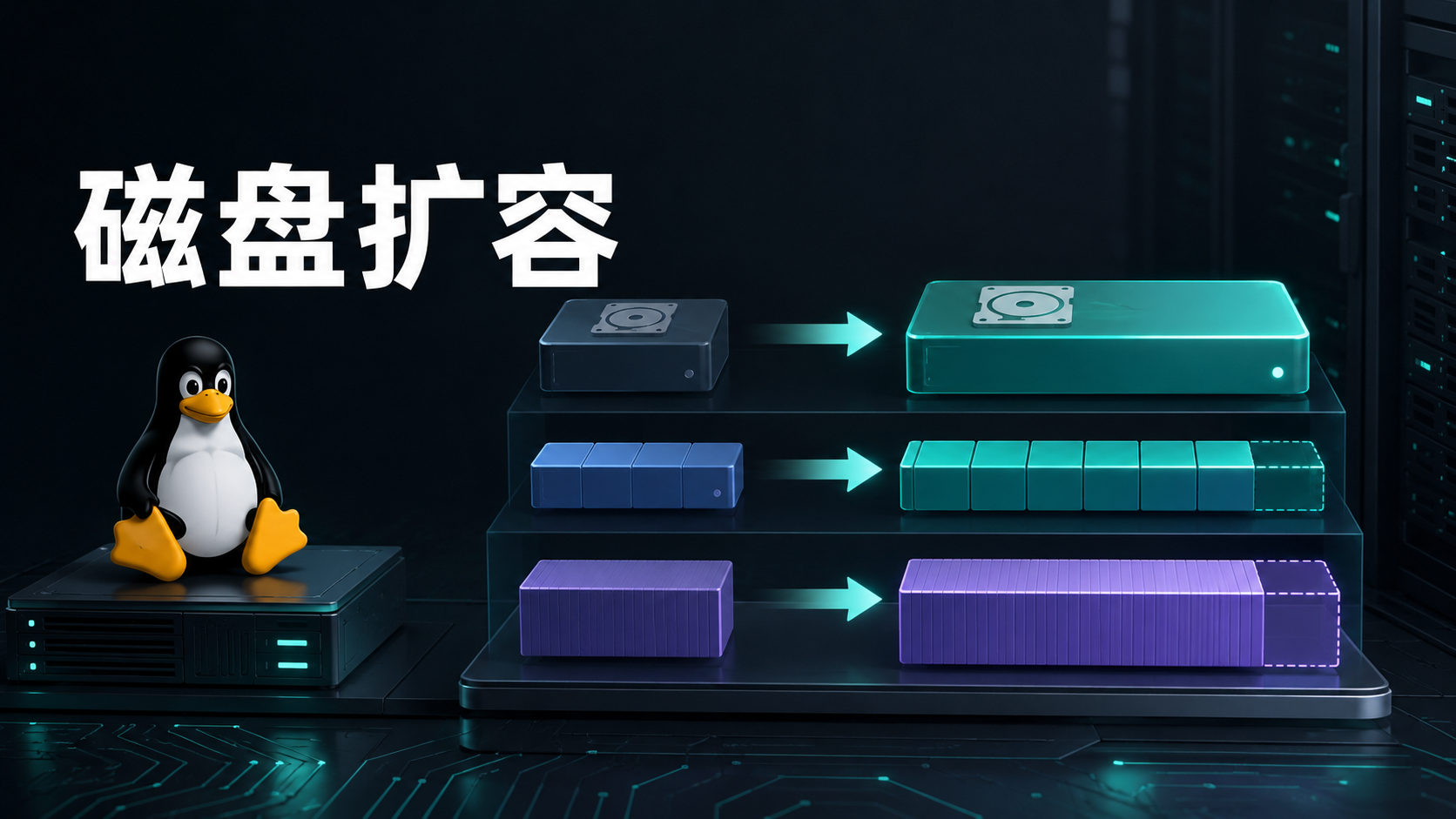VPS虚拟磁盘分区与文件系统扩容示意图