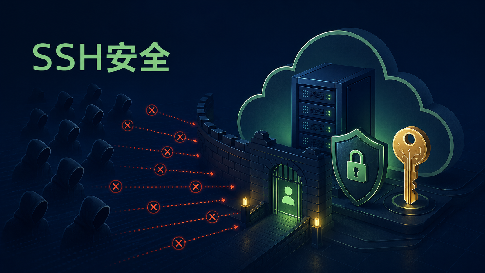 云服务器SSH安全加固示意图