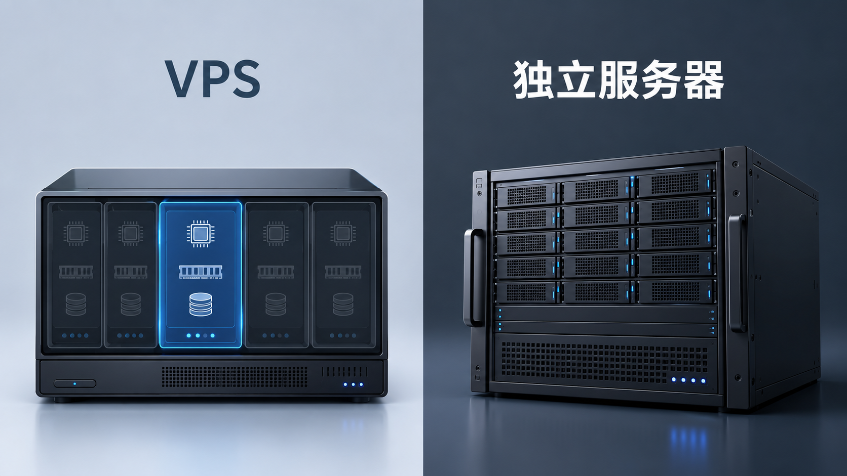 VPS和独立服务器资源区别对比图