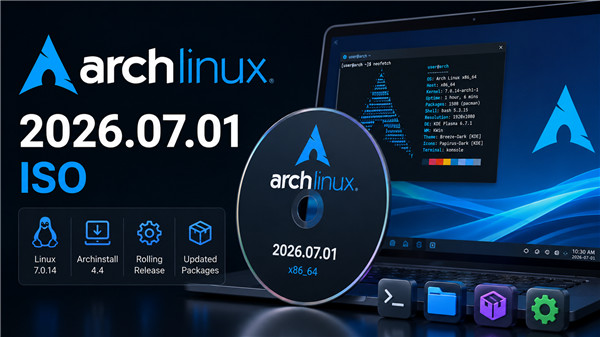 Arch Linux 2026 年 7 月 ISO 发布,搭载 Linux 7.0.14 内核-国外VPS测评网