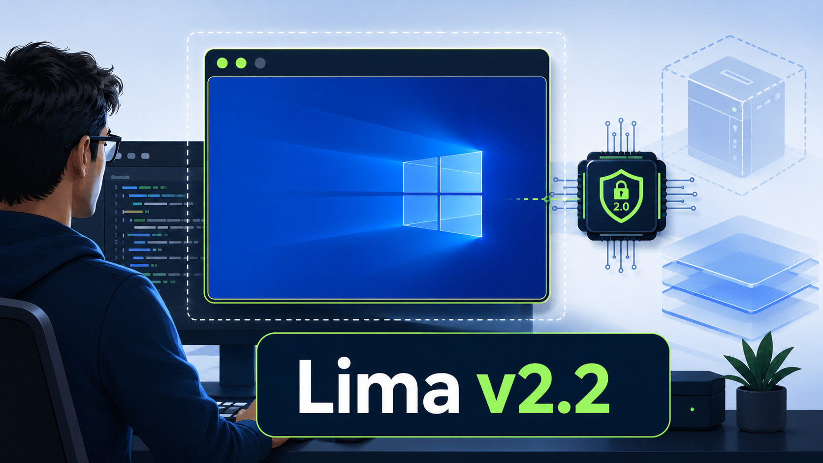 Lima v2.2 运行 Windows Server 2025 虚拟机与 TPM 2.0 示意图