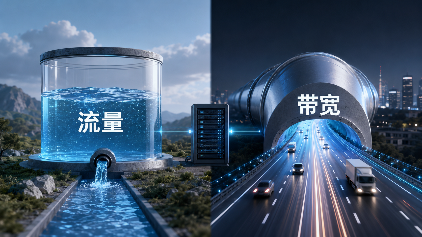 VPS流量和带宽区别示意图