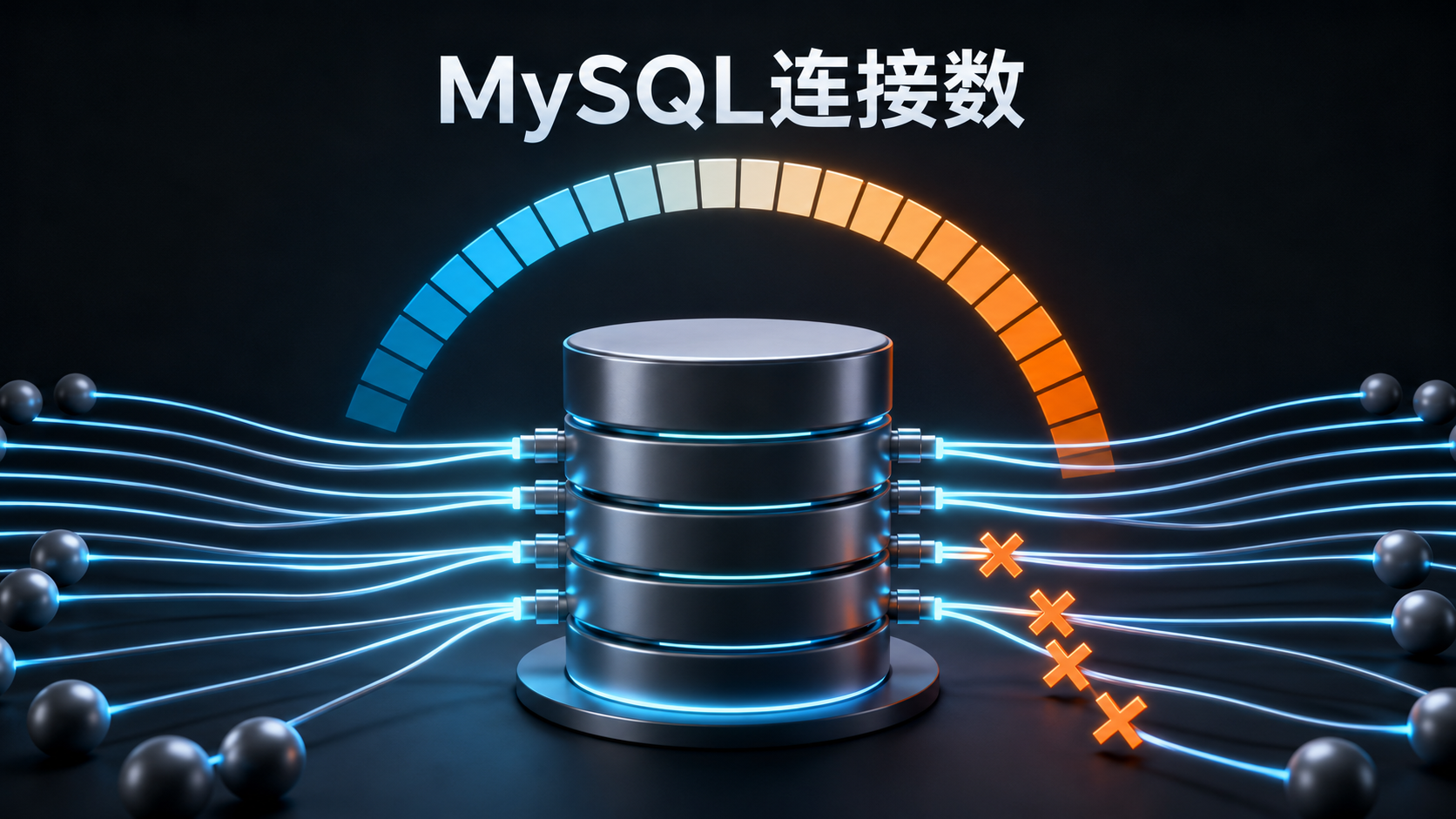 MySQL连接数耗尽与连接容量示意图