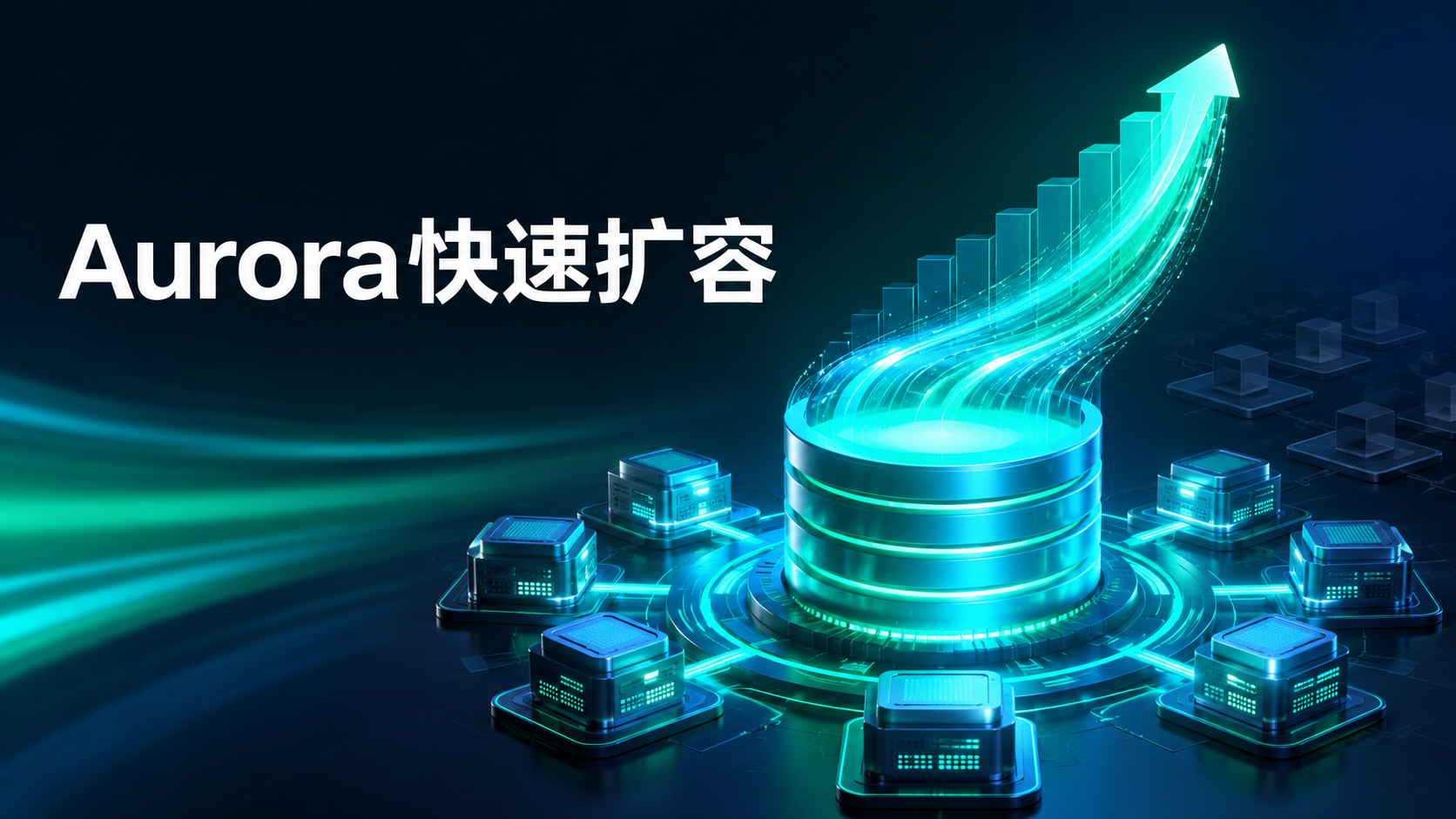 Amazon Aurora Serverless在突发请求下快速提升数据库容量的示意图