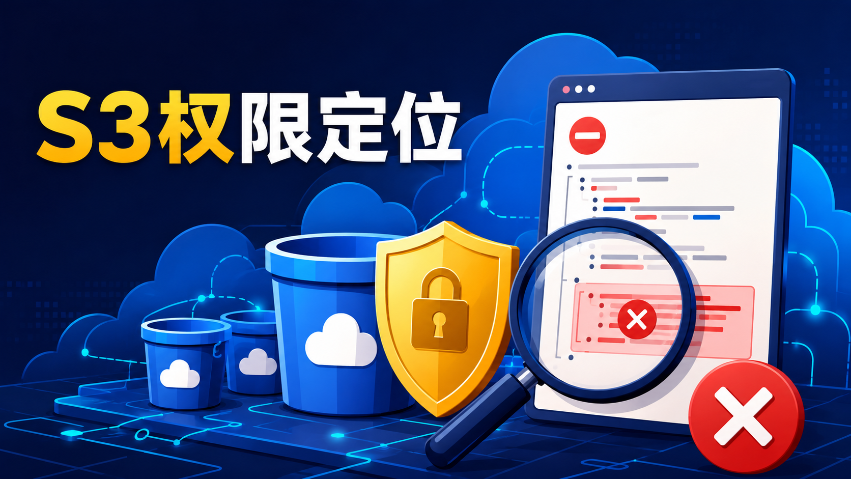 Amazon S3在403拒绝访问错误中显示具体策略ARN的权限排查示意图