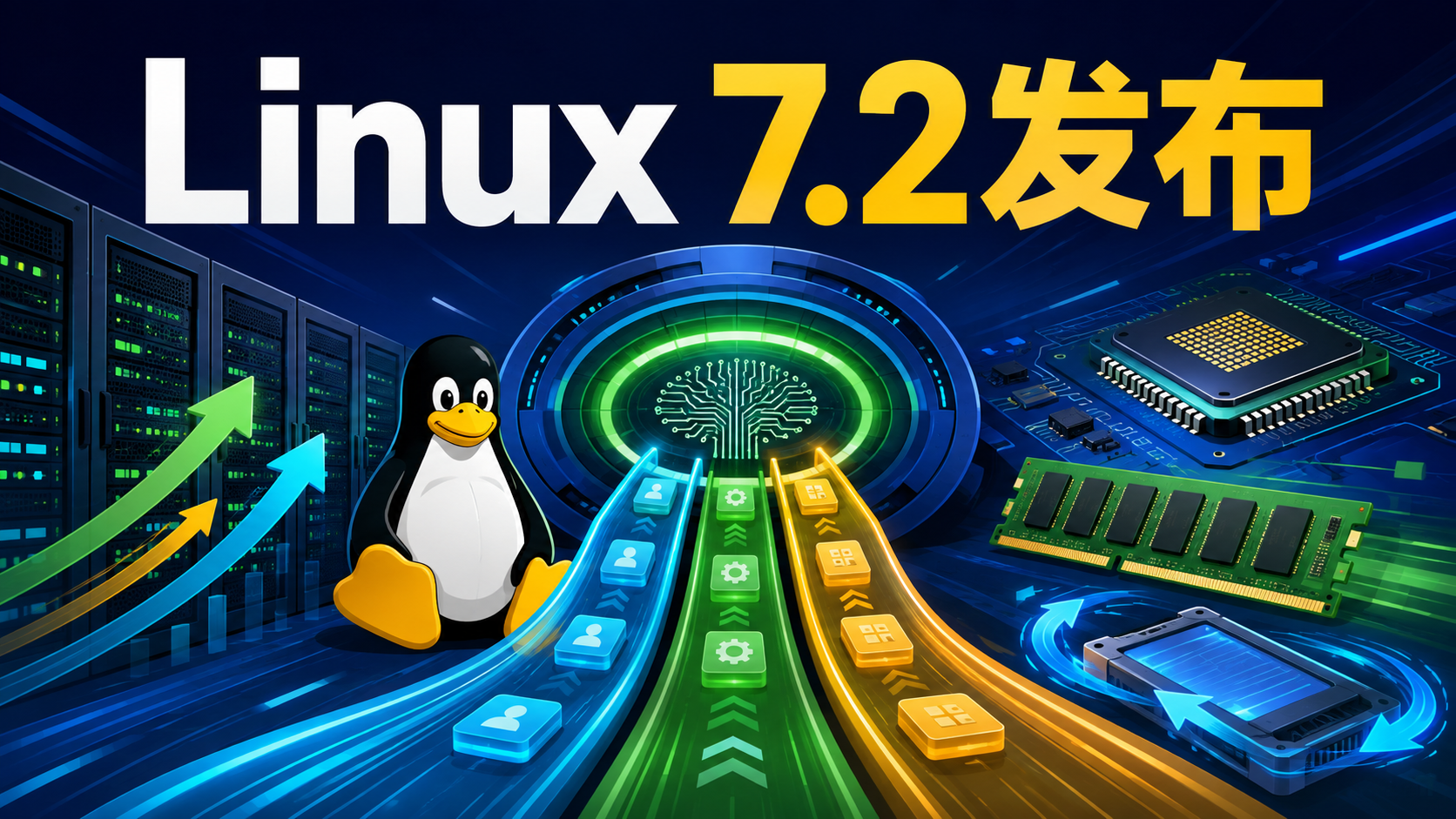 Linux 7.2改进任务调度、内存回收和云服务器性能的示意图