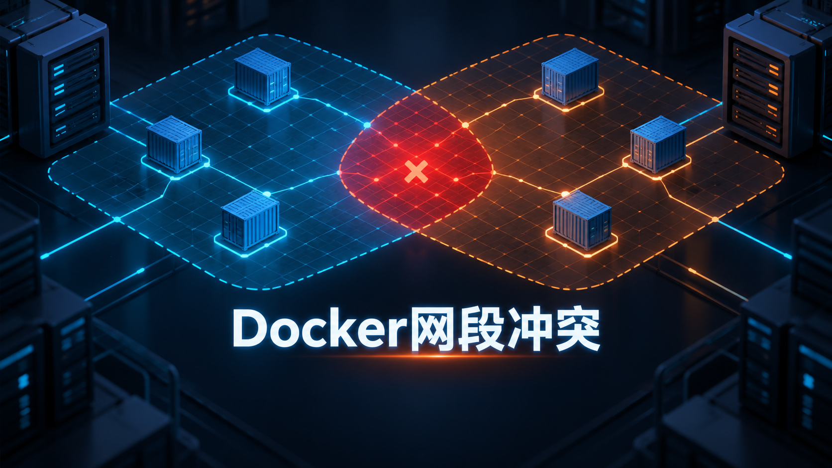 两个Docker私有子网发生地址范围重叠的网络示意图