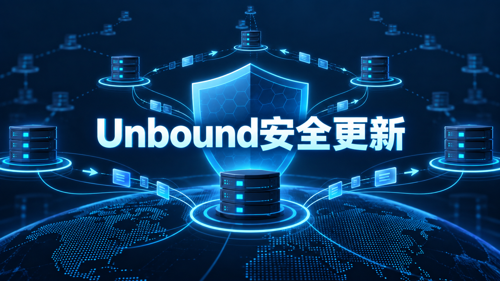 递归DNS解析节点安装Unbound安全更新并由防护盾保护的示意图