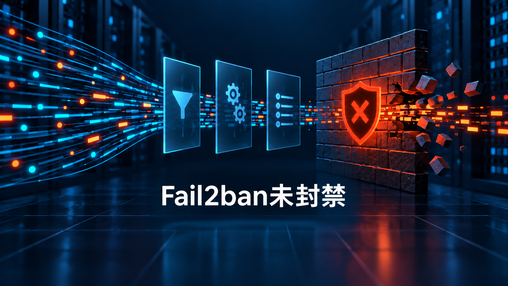 Fail2ban从日志匹配到防火墙封禁链路的示意图