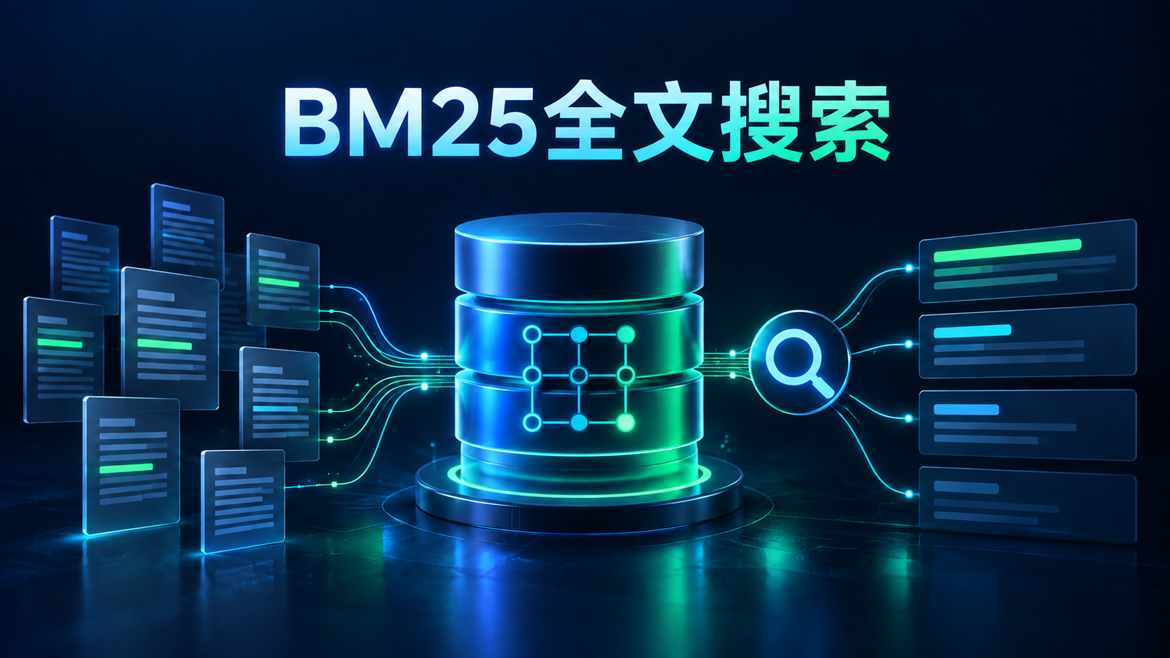 数据库使用BM25索引为全文搜索结果排序的示意图