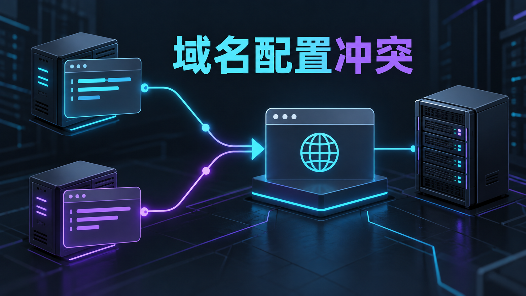 Nginx两个虚拟主机争用同一域名与监听地址的示意图