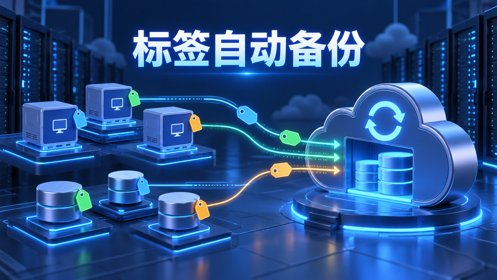 Backup and DR根据资源标签自动保护Compute Engine实例和磁盘的示意图