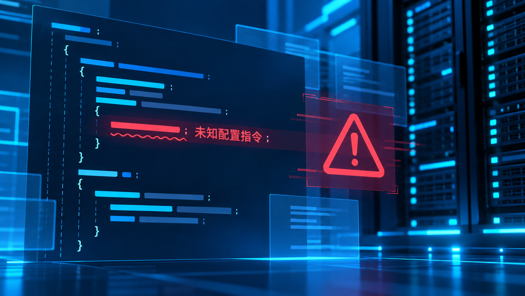 Nginx配置出现未知指令并提示语法错误的示意图