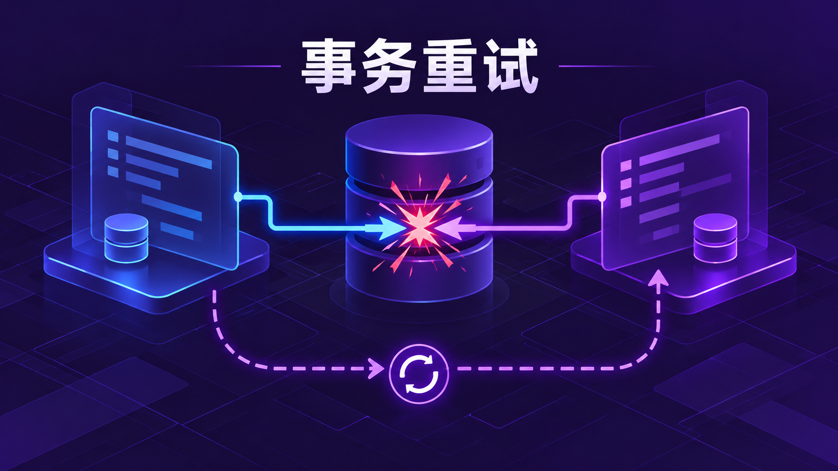 两条并发数据库事务发生冲突后重新执行的示意图