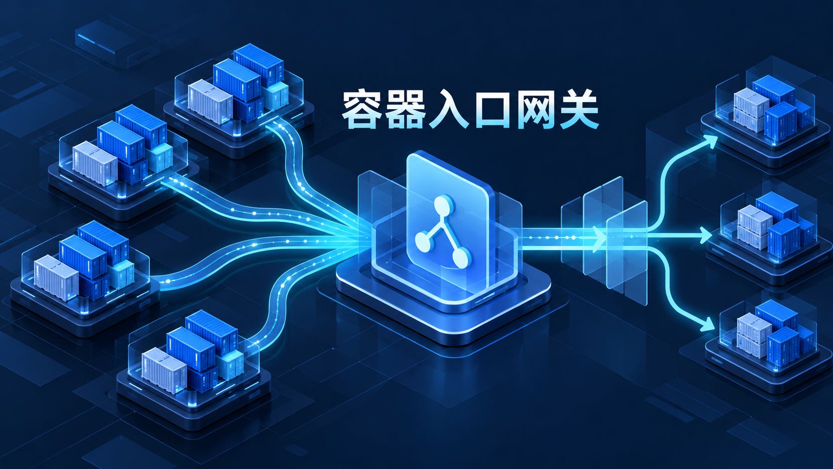 多个容器服务通过统一入口网关接入负载均衡的示意图