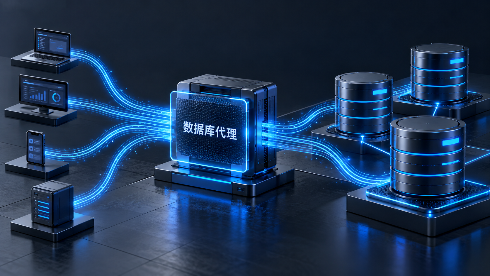 应用连接经数据库代理汇入SQL Server实例的示意图