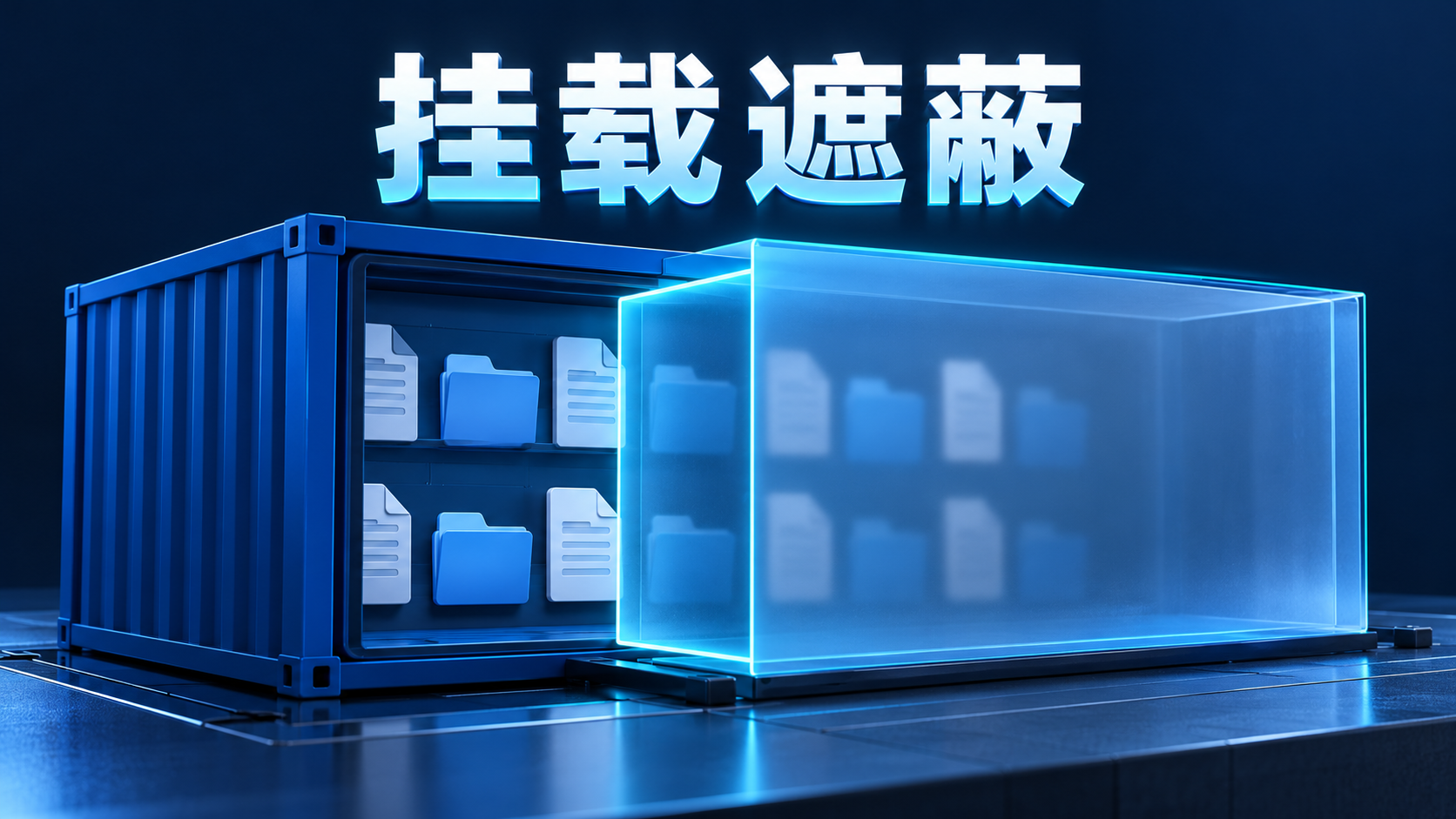Docker bind mount覆盖容器目录后原有文件被遮蔽的示意图