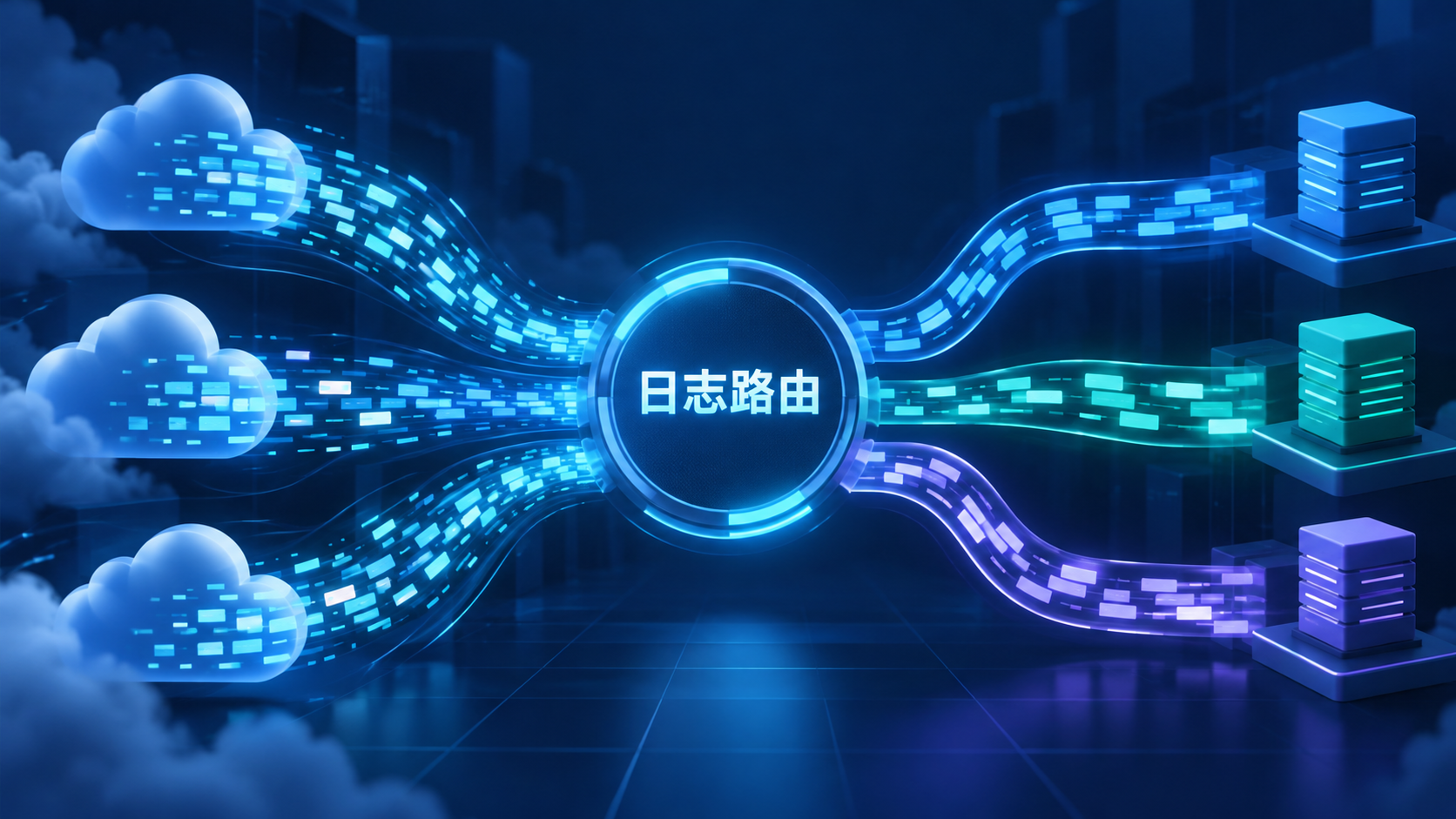 云日志经过规则分流到不同日志组的示意图