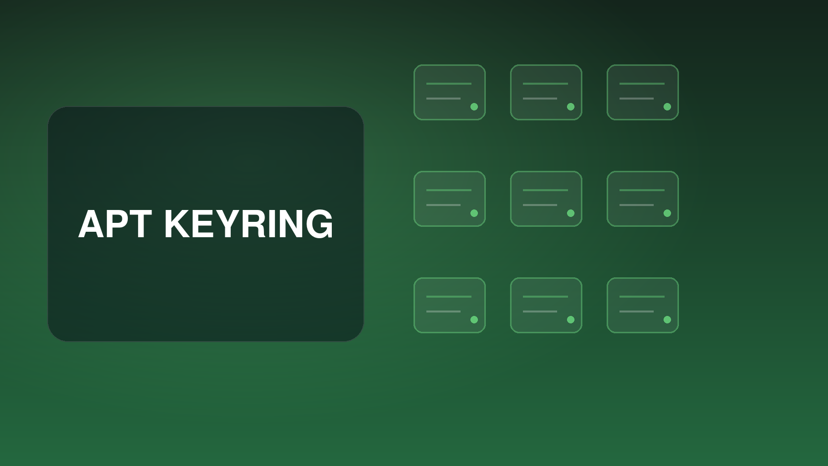 APT把旧全局trusted.gpg密钥迁移到独立keyring并绑定软件源的抽象示意图