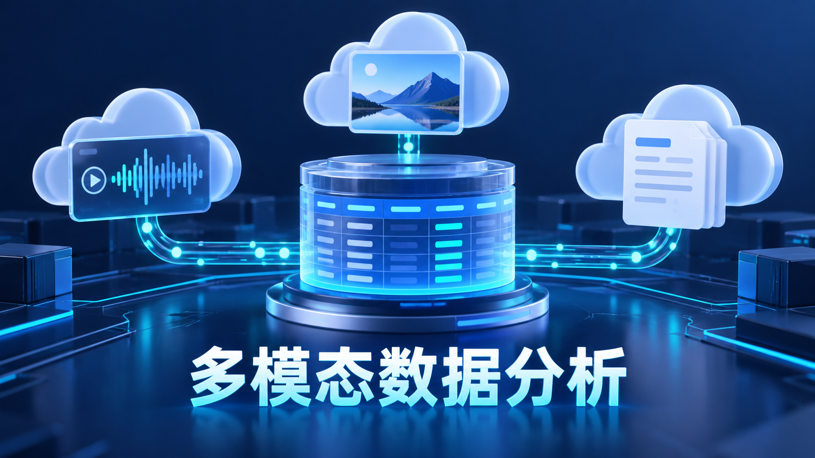 云存储中的图像音频文档与分析数据库关联的示意图