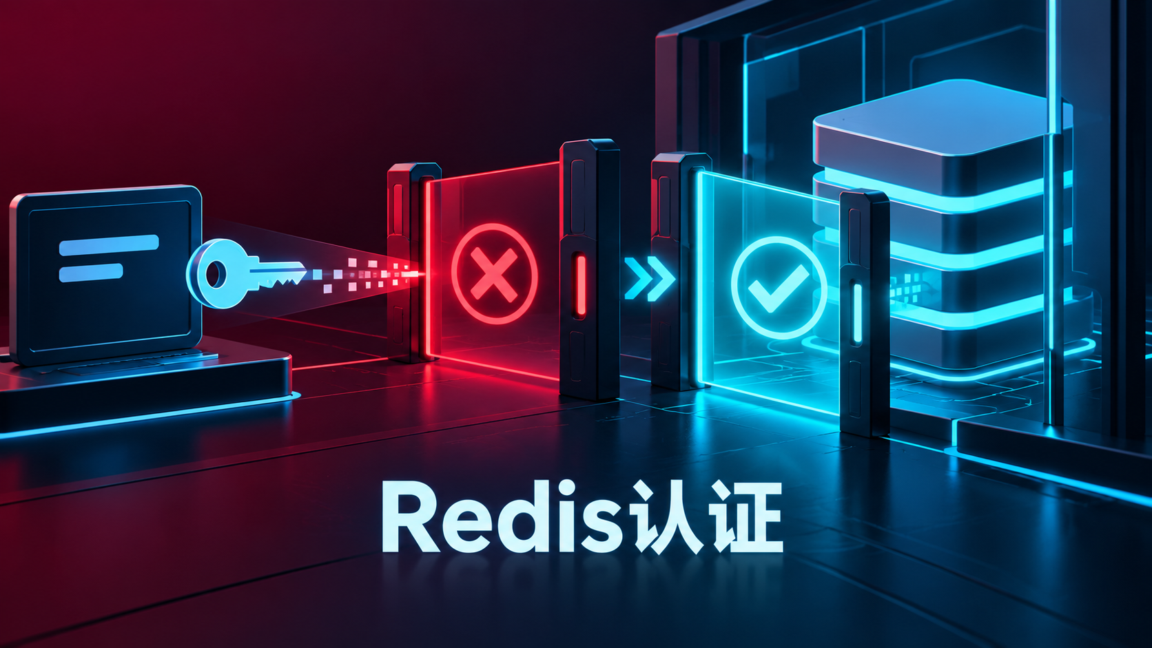 Redis客户端提交认证信息后通过数据库访问控制的示意图