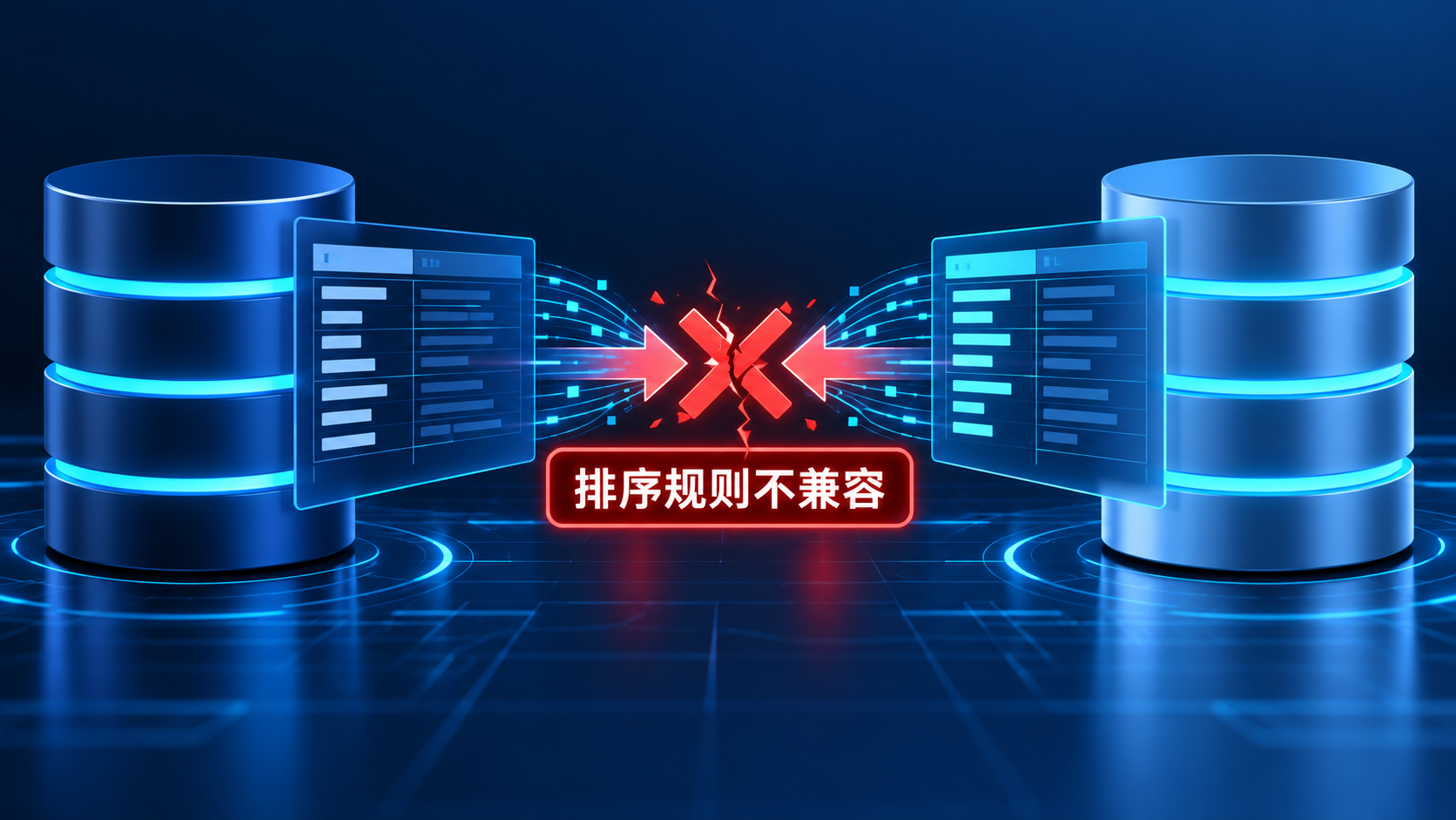 不同MySQL版本导入时出现排序规则不兼容的示意图